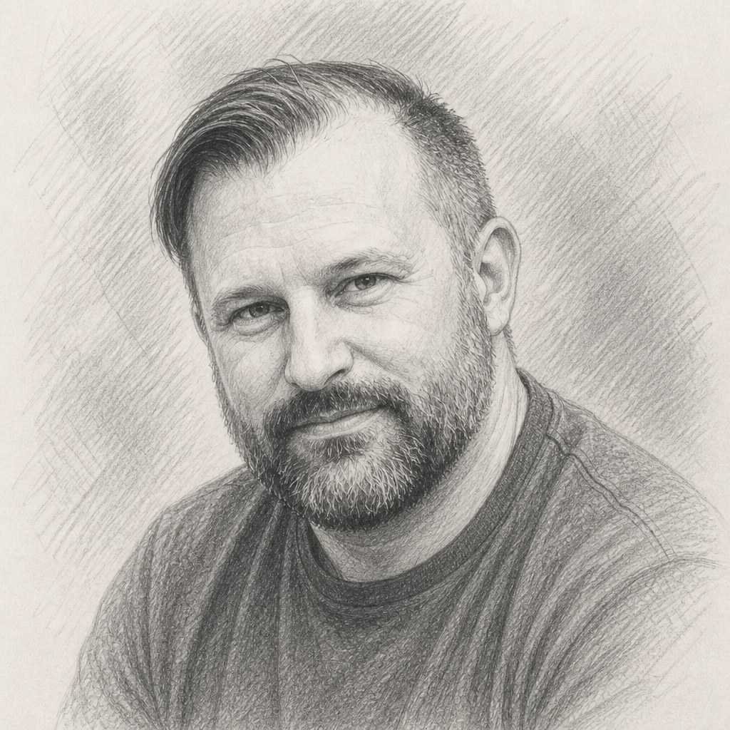 Graphite sketch portrait of Elliot Strunk