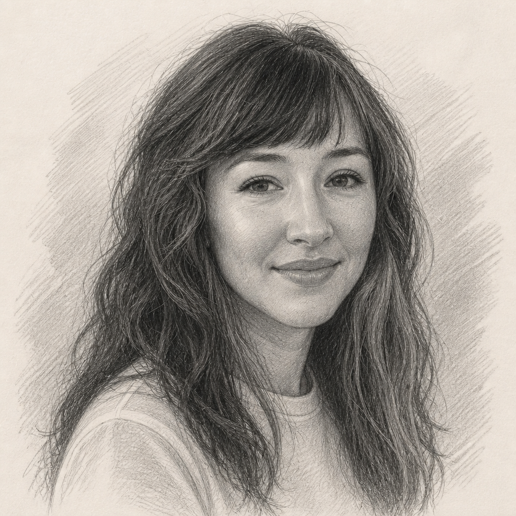 Graphite sketch portrait of Mandi Ford Argo